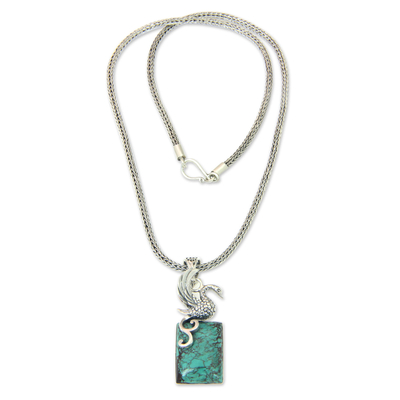 Sterling Silver and Reconstituted Turquoise Swan Necklace