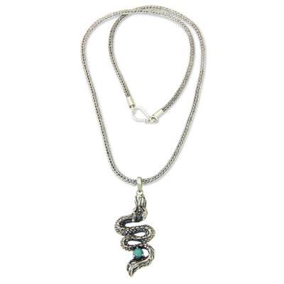 Sterling silver pendant necklace, 'Newborn Dragon' - Fair Trade Sterling Silver Necklace with Dragon Pendant
