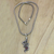 Men's sterling silver pendant necklace, 'Young Dragon' - Men's Dragon Pendant Necklace in Sterling Silver and Garnet (image p229476) thumbail