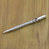 Featured review for Sterling silver and garnet ballpoint pen, Polka Dot