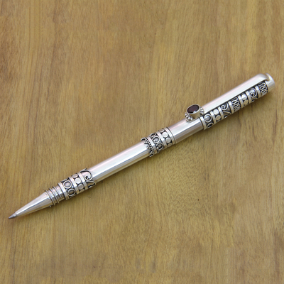 Sterling silver and garnet ballpoint pen, Pillar of Tradition