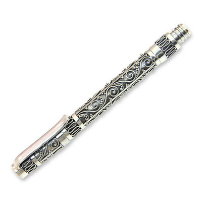 Sterling silver ballpoint pen, 'Alas Kedaton' - Unique Sterling Silver 925 Ballpoint Pen with Cartridge