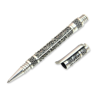 Sterling Silber Kugelschreiber „Alas Kedaton“ – Einzigartiger Kugelschreiber aus 925er Sterlingsilber mit Patrone