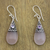Rose quartz and amethyst dangle earrings, 'Bali Snowcap' - Handmade Rose Quartz and Amethyst Dangle Earrings