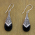 Onyx dangle earrings, 'Puncak Jaya in Black' - Ornate Silver 925 and Onyx Dangle Earrings from Bali thumbail