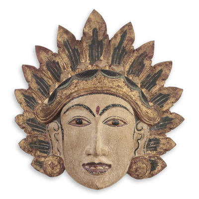 Wood mask, 'Jaya Prana' - Handmade Decorative Wood Balinese Style Mask