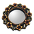 Wood wall mirror, 'Plumeria Garland' - Round Floral Wall Mirror Hand Carved from Wood