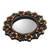 Wood wall mirror, 'Plumeria Garland' - Round Floral Wall Mirror Hand Carved from Wood (image 2b) thumbail