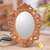 Wood wall mirror, 'Keraton Rococo' - Wood Rococo-Style Wall Mirror with Natural Finish (image 2) thumbail