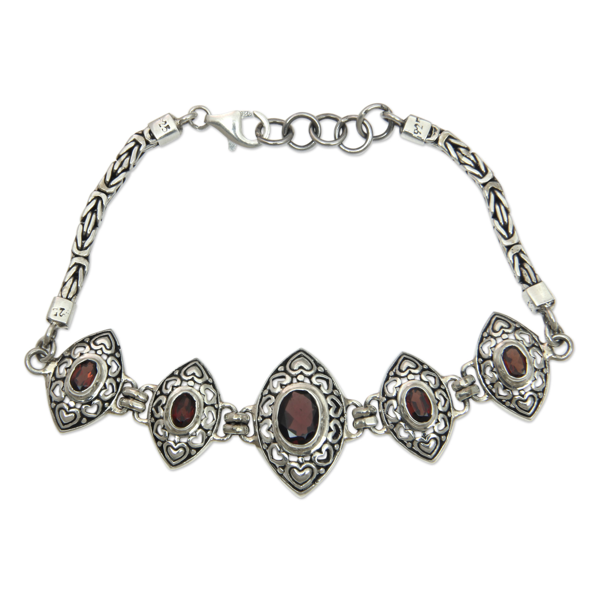 UNICEF Market | Romantic Garnet Bracelet with Sterling Silver Heart ...