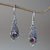 Garnet dangle earrings, 'Crimson Cephalopod' - Unique Squid Shaped Sterling Silver Earrings with Garnets (image 2) thumbail