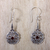 Garnet dangle earrings, 'Red Rafflesia' - Fair Trade Garnet Dangle Earrings with Floral Motif (image 2) thumbail