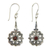 Garnet dangle earrings, 'Red Rafflesia' - Fair Trade Garnet Dangle Earrings with Floral Motif (image 2a) thumbail