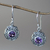 Amethyst dangle earrings, 'Lilac Ladybug' - Round Silver and Amethyst Dangle Style Earrings (image 2) thumbail