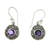 Amethyst dangle earrings, 'Lilac Ladybug' - Round Silver and Amethyst Dangle Style Earrings thumbail