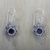 Amethyst dangle earrings, 'Lilac Ladybug' - Round Silver and Amethyst Dangle Style Earrings (image 2b) thumbail