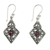 Garnet dangle earrings, 'Sacred Forest' - Fair Trade Sterling Silver and Garnet Ornate Dangle Earrings thumbail