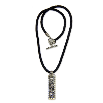 Men's sterling silver pendant necklace, 'Bold Dragon' - Sterling Silver Dragon Pendant Necklace for Men