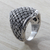 Sterling silver cocktail ring, 'Jungle Bamboo' - Fair Trade Sterling Silver Ring with Woven Bamboo Look thumbail
