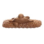 Wood statuette, 'Buddha of Happiness III' - Acacia Wood Sitting Buddha Statuette Hand Carved