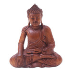 Wood sculpture, 'Moment of Enlightenment' - Artisan Hand Carved Wood Buddha Sculpture from Bali