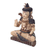 Escultura en madera, Bendiciones de Shiva' - Escultura de madera de deidad hindú envejecida tallada a mano