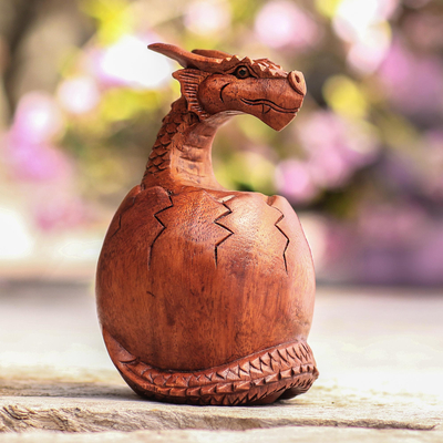 Wood sculpture, Hatchling Dragon