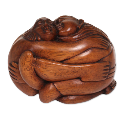 Wood statuette, 'Romancing' - Hand Carved Original Wood Sculpture