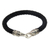 Leather and sterling silver bracelet, 'Whip' - Handcrafted Black Leather and Silver Women's Bracelet (image 2a) thumbail