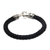 Leather and sterling silver bracelet, 'Whip' - Handcrafted Black Leather and Silver Women's Bracelet (image 2b) thumbail