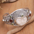 Peridot and carnelian cuff bracelet, 'Moon Empress' - Hand Carved Bone, Silver, and Gemstone Cuff Bracelet (image 2) thumbail