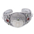Peridot and carnelian cuff bracelet, 'Moon Empress' - Hand Carved Bone, Silver, and Gemstone Cuff Bracelet thumbail
