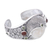 Peridot and carnelian cuff bracelet, 'Moon Empress' - Hand Carved Bone, Silver, and Gemstone Cuff Bracelet (image 2d) thumbail