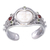 Peridot and carnelian cuff bracelet, 'Moon Empress' - Hand Carved Bone, Silver, and Gemstone Cuff Bracelet (image 2e) thumbail
