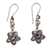 Amethyst and pearl dangle earrings, 'Rainforest Blossom' - Silver Flower Earrings with Amethyst and Cultured Pearl (image 2a) thumbail
