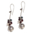 Cultured pearl and garnet dangle earrings, 'Flower Chime' - Floral Sterling Silver Earrings with Garnets and Pearls thumbail