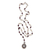 Garnet and pearl Y necklace, 'Ivory and Crimson Pis Bolong' - Y-Necklace with 925 Sterling Silver, Garnets and Pearls thumbail