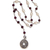 Garnet and pearl Y necklace, 'Ivory and Crimson Pis Bolong' - Y-Necklace with 925 Sterling Silver, Garnets and Pearls (image 2b) thumbail