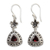 Garnet dangle earrings, 'Crimson Plumeria' - Hand Made Garnet and 925 Sterling Silver Flower Earrings (image 2a) thumbail