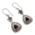Garnet dangle earrings, 'Crimson Plumeria' - Hand Made Garnet and 925 Sterling Silver Flower Earrings (image 2b) thumbail