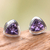 Amethyst stud earrings, 'Purple Trinity' - Artisan Crafted Amethyst and Sterling Silver Stud Earrings (image 2) thumbail