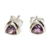 Amethyst stud earrings, 'Purple Trinity' - Artisan Crafted Amethyst and Sterling Silver Stud Earrings thumbail