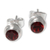 Garnet stud earrings, 'Red Simplicity' - Genuine Garnet and Sterling Silver Stud Earrings from Bali