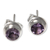 Amethyst stud earrings, 'Purple Simplicity' - Round Amethyst and Sterling Silver 925 Stud Earrings (image 2a) thumbail