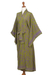 Rayon robe, 'Tropical Fern Forest' - Balinese Green and Purple Fern Leaf Rayon Kimono Style Robe (image 2e) thumbail