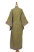 Rayon robe, 'Tropical Fern Forest' - Balinese Green and Purple Fern Leaf Rayon Kimono Style Robe (image 2f) thumbail