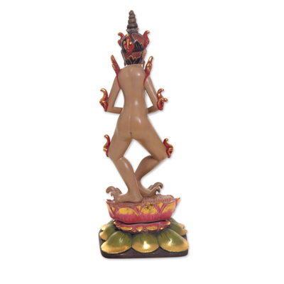 Holzskulptur - Kunsthandwerklich gefertigte, handbemalte Hindu-Gottheitsskulptur aus Bali