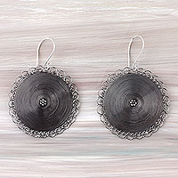 Sterling silver dangle earrings, 'Matahari Sun' - Balinese Handcrafted Sterling Silver Dangle Earrings