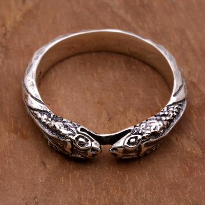 Sterling silver wrap ring, 'Romantic Vipers' - Sterling Silver Wrap Ring Snake Jewelry for Women