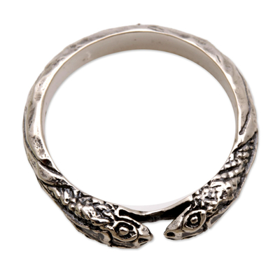 Sterling silver wrap ring, 'Romantic Vipers' - Sterling Silver Wrap Ring Snake Jewelry for Women